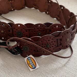 Fossil Dark Brown Leather Belt size M